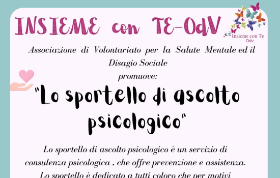 Lo sportello di ascolto psicologico è un servizio di consulenza psicologica che offre prevenzione e assistenza ed è dedicato a tutti coloro che desiderano confrontarsi con uno psicologo.