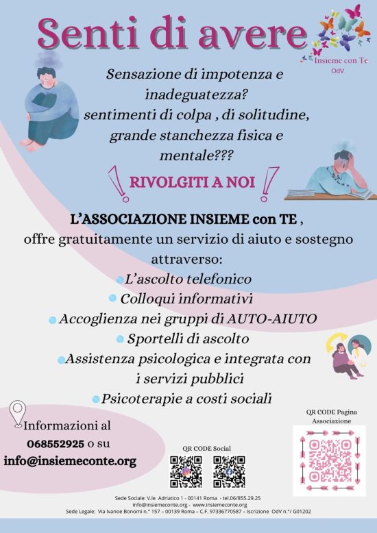 Senti di avere... sensazione di impotenza e inadeguatezza? Sentimenti di colpa, solitudine, grande stanchezza fisica e mentale? Rivolgiti a noi